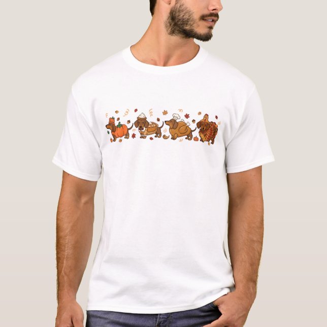T-shirt Thanksgiving Dachshunds Parade  Cute Fall Wiener D (Devant)