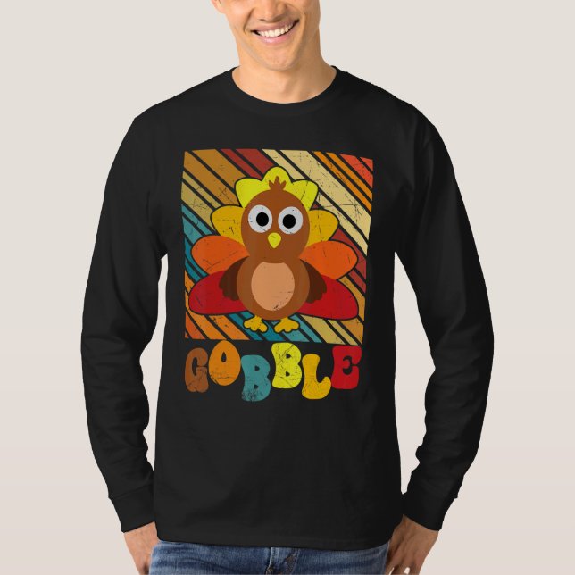 T-shirt Thanksgiving Day Cute Turkey Gravy Groovy Gobble F (Devant)