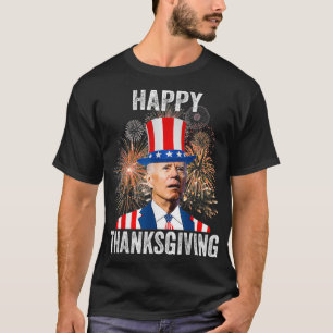 T-shirt Thanksgiving Funny Happy 4 juillet Anti Joe Bide