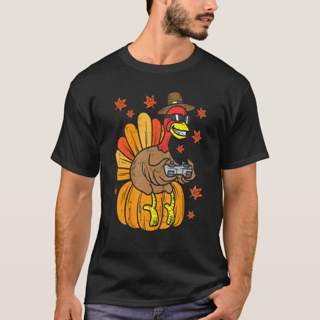 T-shirt Thanksgiving Game Controller Thanksgiving  Boys Ga (Devant)