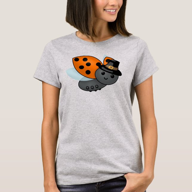 T-shirt Thanksgiving Ladybug Pilgrim (Devant)