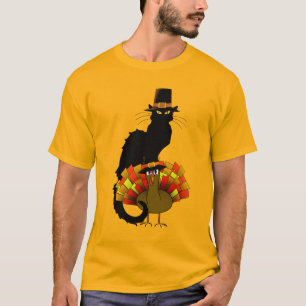 T-shirt Thanksgiving Le Conversation Noir Avec La Turquie