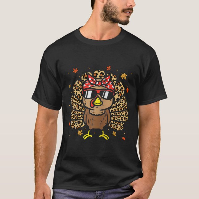 T-shirt Thanksgiving Leopard Turquie Thanksgiving Automne  (Devant)