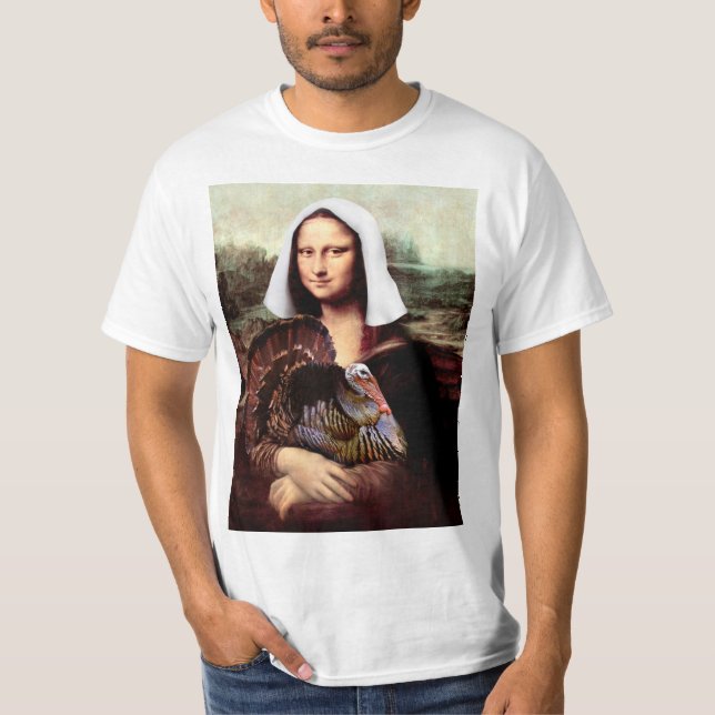 T-shirt Thanksgiving Mona Lisa Pilgrim (Devant)
