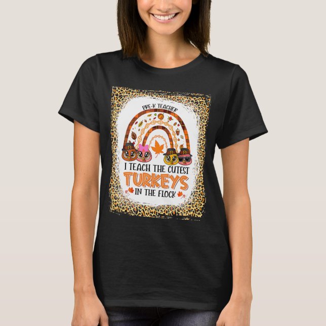 T-shirt Thanksgiving Prk Teacher Fall Rainbow Turkey In (Devant)