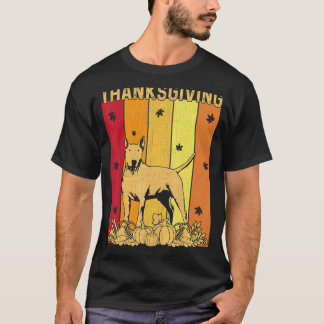T-shirt Thanksgiving Retro Bull Terrier Chien Correspondan