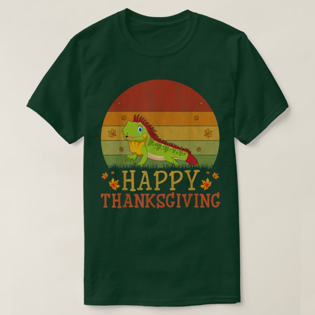 T-shirt Thanksgiving Retro Style Iguana Amateurs Thanksgiv (Design devant)
