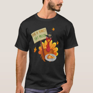 T-shirt Thanksgiving Save a Turkey Eat Pizza Remerciements