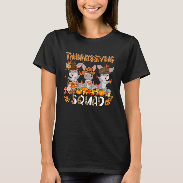 T-shirt Thanksgiving Squad Leopard Three Fall Rabbits Wear (Devant)