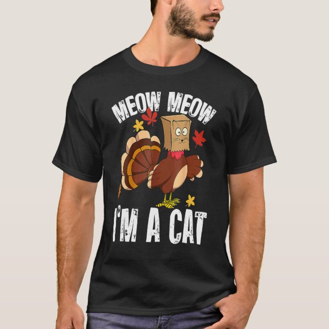 T-shirt Thanksgiving  Turkey Fake Cat for Men Women (Devant)