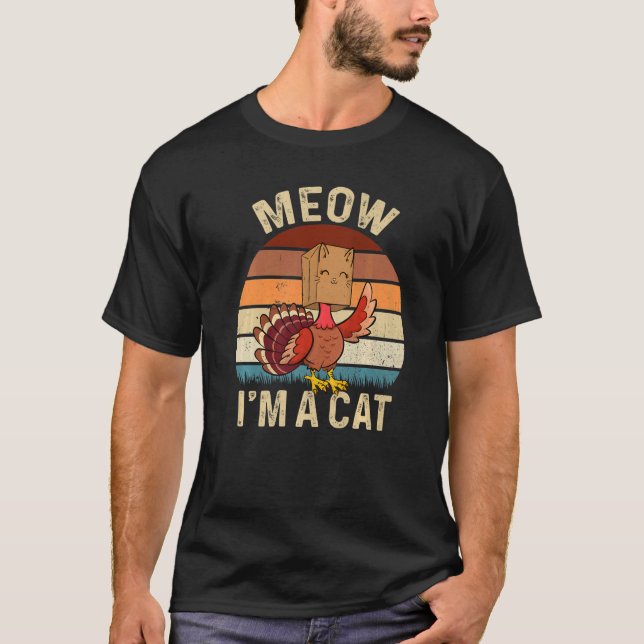 T-shirt Thanksgiving  Turkey Fake Cat Retro Vinage Cats (Devant)