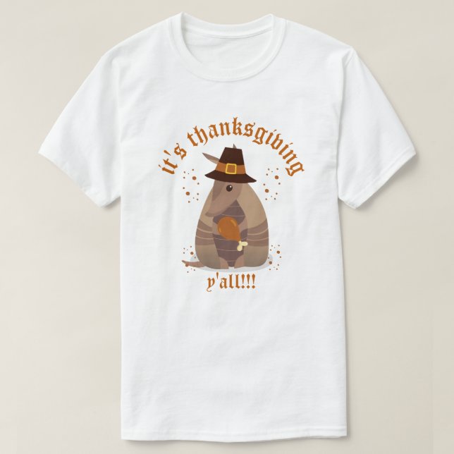 T-shirt Thanksgiving Turkey Leg Armadillo Texas (Design devant)