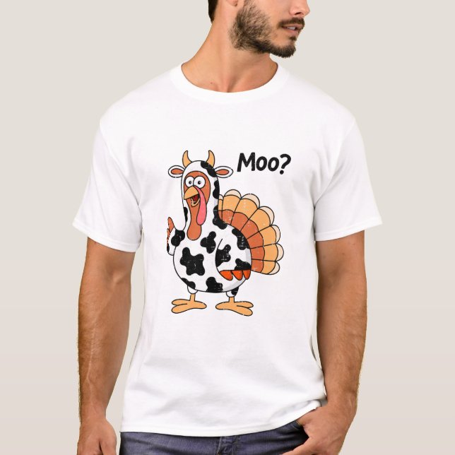 T-shirt Thanksgiving Turkey Moo (Devant)