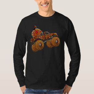 T-shirt Thanksgiving Turquie Day Riding Monster Truck Kids
