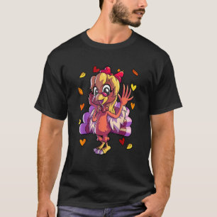 T-shirt Thanksgiving Turquie Face Red Bow Girls Thanksgivi