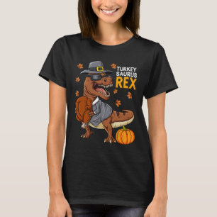 T-shirt Thanksgiving Turquie Saurus T Rex Pilgrim Dinosaur