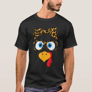 T-shirt Thanksgiving Turquie Visage Empreinte de léopard l