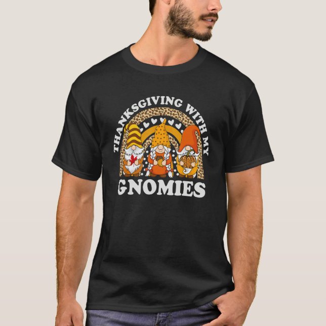 T-shirt Thanksgiving With My Gnomies Autumn Gnomes Leopard (Devant)
