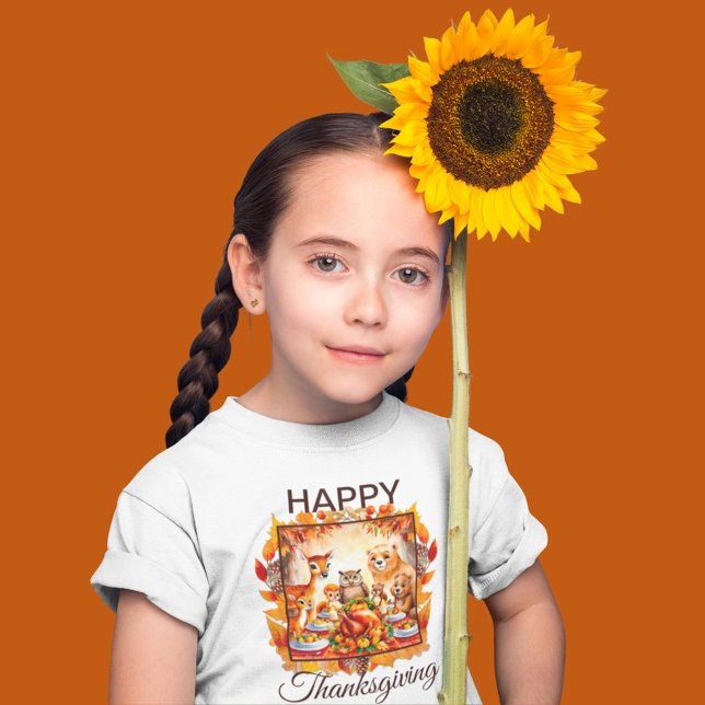T-shirt Thanksgiving Woodland Animaux Feuilles d'automne (Créateur téléchargé)