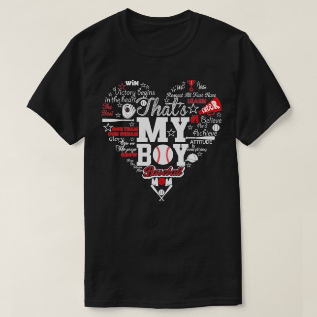 T-shirt That's My Boy Baseball Mom Valentine's Day  (Design devant)