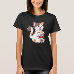 T-shirt Thé à bulles de chat 4 juillet Drapeau américain U
