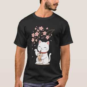 T-shirt Thé à bulles de chat Cerisier en fleurs