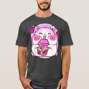 T-shirt Thé à bulles rose mignon Hamster Kawaii Otaku Boba