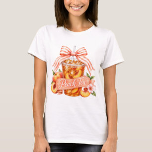 T-shirt Thé à la pêche Bow PNG conception de ruban vintage