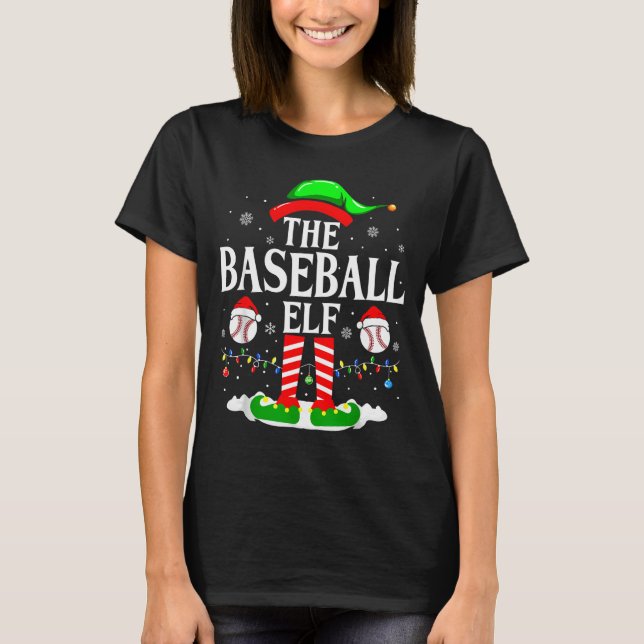 T-shirt The Baseball Elf Funny Christmas Srt Lovers Xmas E (Devant)