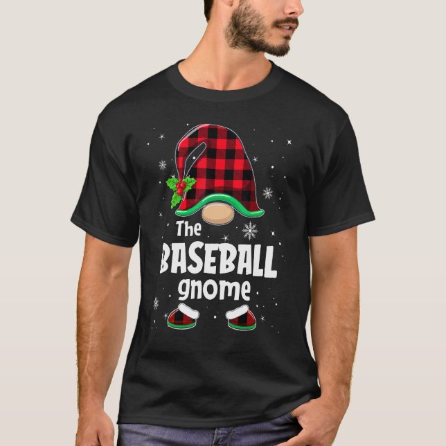 T-shirt The Baseball Gnome Buffalo Plaid Christmas Matchin (Devant)