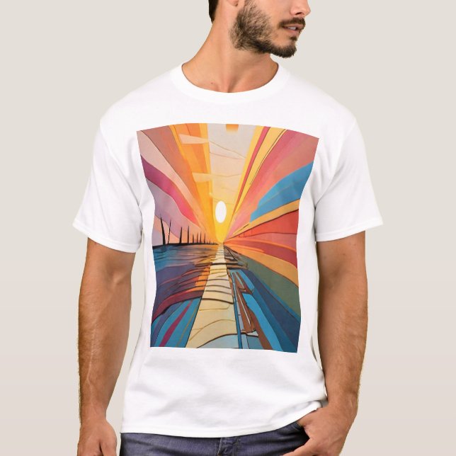 T-shirt The beauty of the sunset on canvas (Devant)