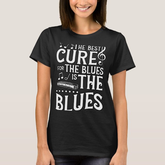 T-shirt The Blues Music Player Aesthetic Mouth Organ Harmo (Devant)