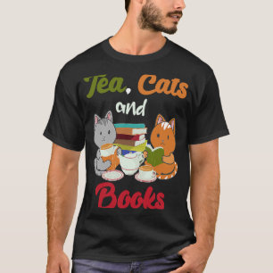 T-shirt Thé Chats et Livres Chat Bookworm Thé Bookver Chat