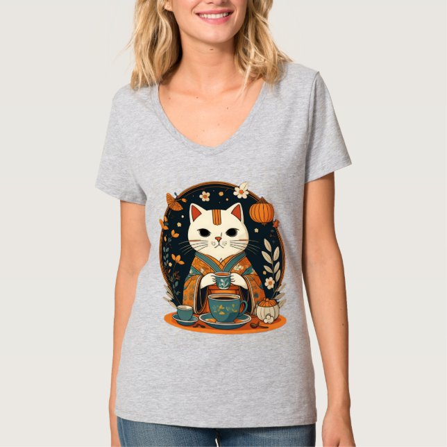 T-shirt Thé de chat japonais (Devant)