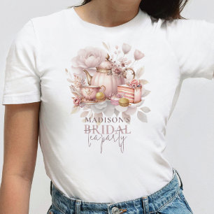 T-shirt Thé de mariage personnalisé à l'aquarelle rose pou