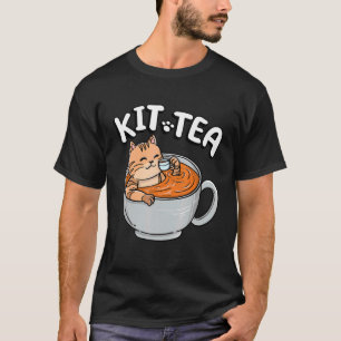 T-shirt Thé drôle de chat Kitty Chat Chaton Buveur de thé 
