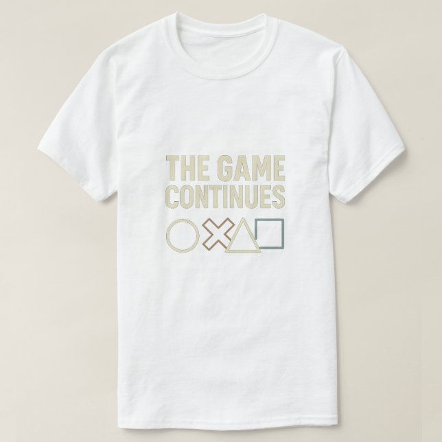 T-shirt The Game Continues - Play-Inspired Neon Symbols De (Design devant)