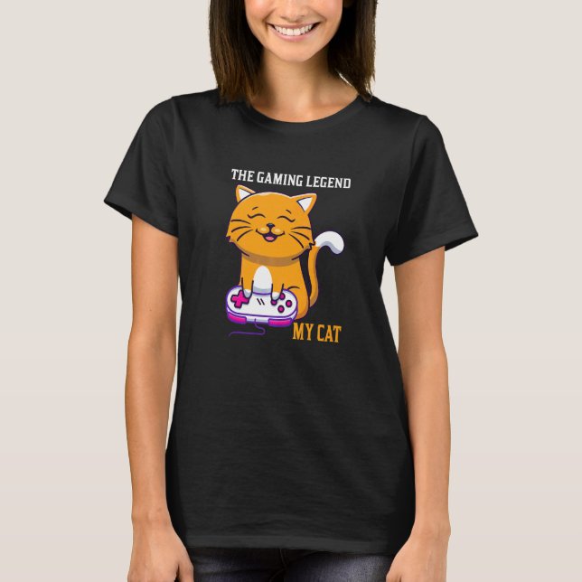 T-shirt The Gaming Legend My Cat Gamer Kitten Cute Meme   (Devant)