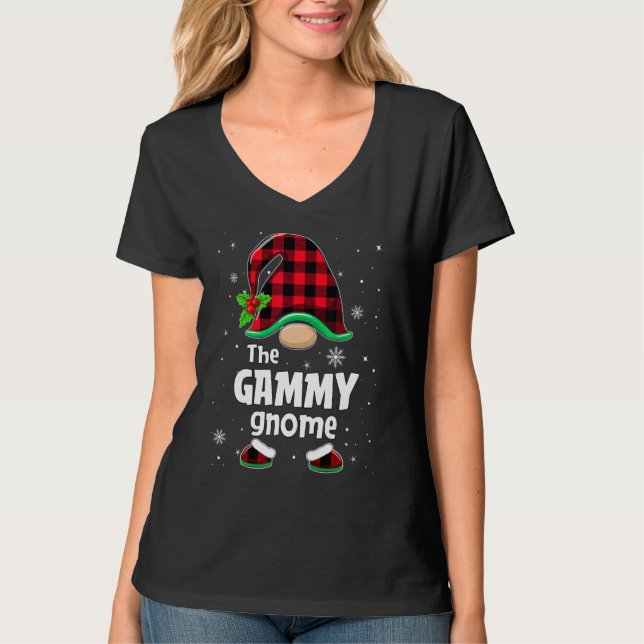 T-shirt The Gammy Gnome Buffalo Plaid Christmas Matching F (Devant)