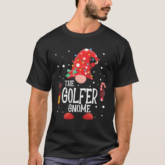 T-shirt The Golfer Gnome Matching Family Christmas Gnome (Devant)