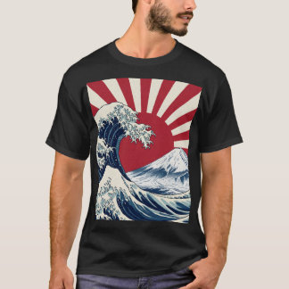 T-shirt The Great Wave off Kanagawa & rising sun flag