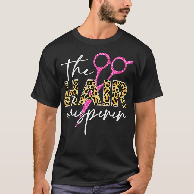 T-shirt The Hair Whisperer Scissors Leopard Funny (Devant)