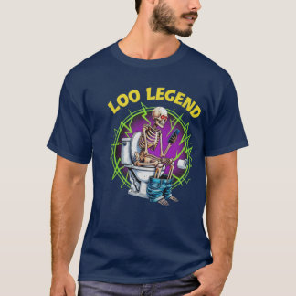 T-shirt The Loo Legend Skeleton on Toilet Graphic