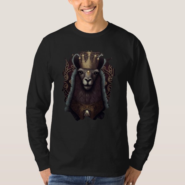 T-shirt The majestic alpaca king with a crown (Devant)