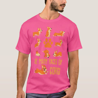 T-shirt The Many Faces of the Corgi For Dog Lover Cute Fun