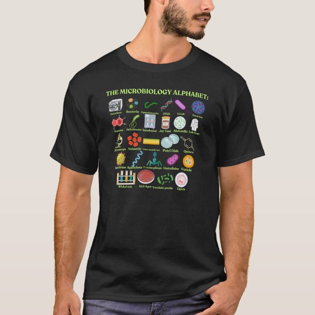 T-shirt The Microbiology Alphabet science and microbiology (Devant)