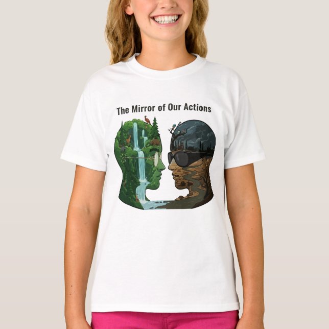 T-shirt The Mirror of Our Actions: Nature vs Industry  (Devant)
