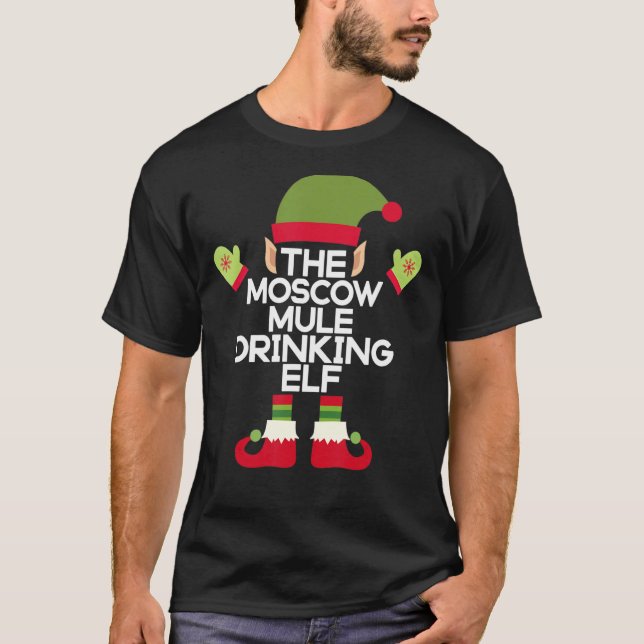 T-shirt The Moscow Mule Drinking Elf Funny Christmas Mixed (Devant)
