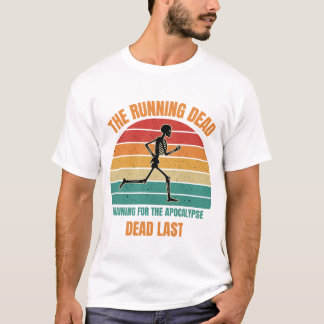 T-shirt The Running Dead - Funny Skeleton Running Dad Retr