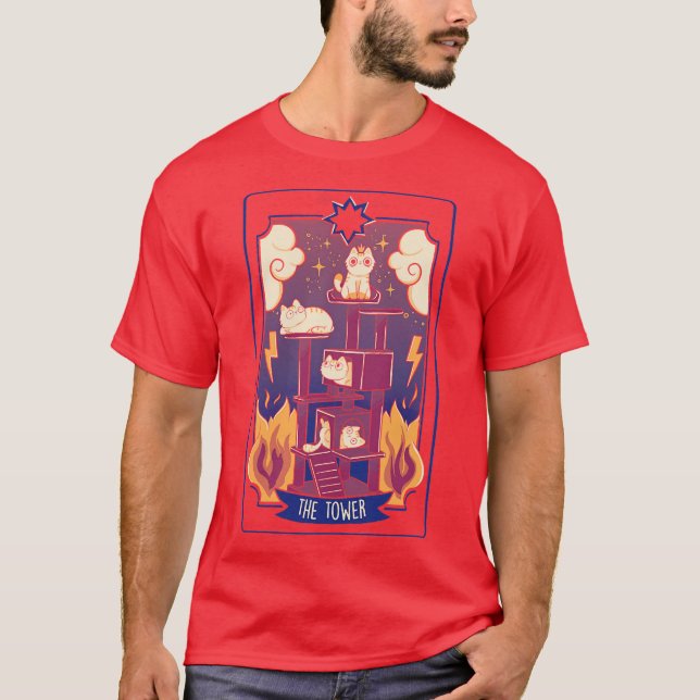 T-shirt The Tower Cat Tarot by Tobe Fonseca (Devant)